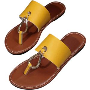 Verdusa Women's Summer Colorblock Thong Sandals Open Toe Slip on Slippers 40