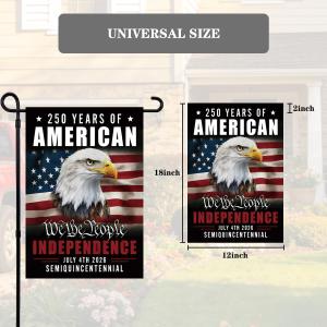American Flag 5X8 Ft, Multipurpose Heavy Duty US Flag, 4 Brass Grommets Banner 250 Years of Independence Yard Sign Eagle Design 4th of July Double-Sided Waterproof Flag 12x18 Inch