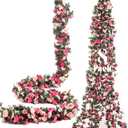 Miracliy 8Pcs 66FT Pink Flower Garland, Artificial Rose Floral Vines Fake Hanging Spring Flower Garland for Wall Backdrop Wedding Arch Tea Party Door Mantle Decoration
