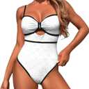 Women's One Piece Swimsuits Tummy Control Cutout Bathing Suit High Waisted 1 Piece High Cut Swimsuit XL
