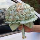 Bridal Wedding Bouquet Round Holding Bouquet Throw Toss Artificial Rose Flower Bunch for Bride Bridesmaid Wedding Quinceanera(Sage Green, 9.4")