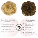 RUWISS Claw Clip Messy Bun Hair Piece Real Human Hair Buns Curly Chignon Hair Bun Extensions Wavy Tousled Updo Hair Buns Claw Clip Ponytail Hairpieces Hair ScrunchieGolden Blonde Mixed Bleach Blond