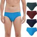 Molasus Men's Breathable Cotton Briefs Underwear No Fly Covered Waistband Underpants, Multicolor 4 Pack Size 3XL