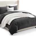 UGG Remina Comforter Set 5 Piece Bed in a Bag with Throw Blanket, Decorative Pillow, Shams, and Reversible Comforter Hypoallergenic Washable Luxury Warm Fluffy Bedding Set, Full/Queen, Charcoal Grey