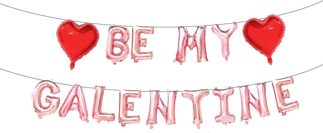 3 x Galentine's Day 16in Rose Gold Balloon Banner, Galentine's Day Decor,Be My Galentine,Galentine's Day party decorations,Valentine's Day Indoor and outdoor balloon decoration (BE MY GALENTINE)