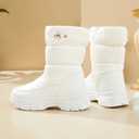 Womens Winter Boots Snow Boots For Women Black Mid Calf Platform Boots Warm Fur Fashion Slip On Boots(White,US10) (White, M)