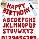 76pcs Happy Birthday Balloon Banner, Red Balloons Letters, Personalized 16" Mylar Foil Birthday Decorations includes 2 Sets A- Z, 1 set Number 0-9 and "HAPPY BIRTHDAY" letters (with Balloon Pump)