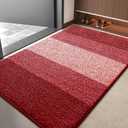 Kitinjoy Indoor Outdoor Door Mat, 40x32 Non-Slip Absorbent Dirt Trapper, Low-Profile Washable Inside Entrance Front Floor Mat, Sturdy Soft Entry Doormats for Entryway, Burgundy