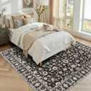 Washable 6x6 Square Rug: Non Slip Soft Stain Resistant 6 ft Carpet for Living Room Bedroom Dinning Room Entryway - Low Pile Indoor Floor mat Farmhouse Decor for Family with Pets & Kids 6x6 Black