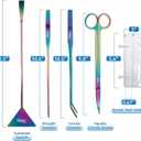 hygger 6-in-1 Long Aquarium Aquascaping Tools Kit, Color Stainless Steel Premium Aquatic Plant Tweezers Scissors Spatula Kit Comes with 1 Tool Holder and 1 Cleaning Cloth, for Fish Tank Starters