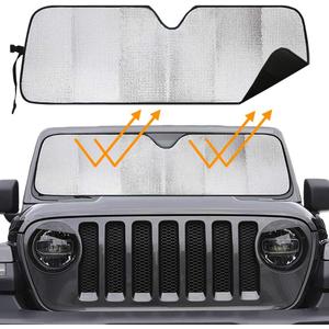 Big Hippo Windshield Sun Shade for 2007-2023 Wrangler Rubicon Sahara TJ JK JKU 2 & 4 Door-Blocks UV Rays Sun Visor Protector, Car Sun Shade Keep Your Vehicle Cool, Car Window Shade