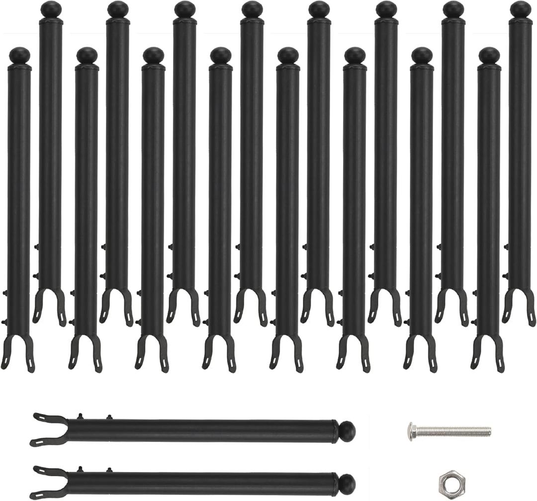 18 Pack 1-3/8'' Chain Link Fence Extension, 20'' Fence Extension Height, Galvanized Post Extender for Dogs and Privacy (Black)