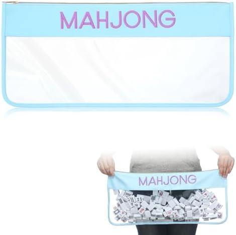 Sunnymove 1 PCS American Mahjong Bag - Empty Mahjong Tiles Bag Only with Zippered & Letters, Case Only (Blue,Moh-jong)
