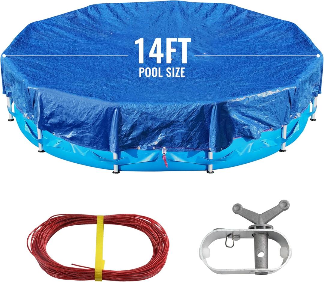 18Ft Pool Covers for(14Ft)Above Ground Pools, Winter Pool Cover,Heavy Duty Above Ground Pool Cover Includes Winch and Cable,UV Protection, Strength&Durability,Blue/Black (Cover Only)