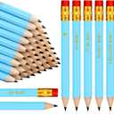Crtiin 50 Pieces Baby Shower Pencils for Activities Mini Golf Half Pencils, Presharpened with Erasers, 4 Inch(Blue,Boy Style)