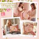 5 x GLURUITE 13" Mothers Day Gift Bag with Card and Tissue Paper Gold Foil Happy Mother's Day & Floral Design for Moms Grandmas Wife