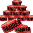 Cordova Safety Products - T15211 Pro Pack Danger Barricade Tape - Set of 12 Rolls - Each Roll Measures 3" x 1000' - Red, 3"/1000' Red