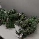 9 FT Prelit Christmas Garland with Pine Cones, Artificial Snowy Pine Garland for Christmas 50 LED Battery Operated Warm Lights and Timer Xmas Garlands Decor Indoor Outdoor