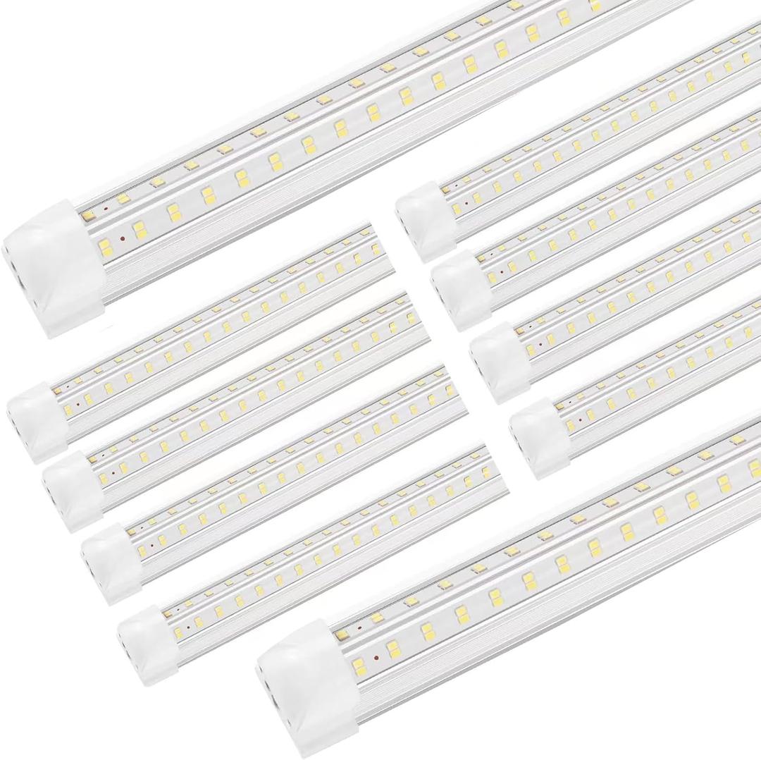 XLNYUUI Led Shop Lights,4FT LED Light 50W 6500K 7000LM Led Daylight,Garage Light Linkable Clear Cover Integrated V-Shape for Garage Warehouse Workbench Workshop(10-Pack)