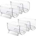 Pack of 4 Bottle Rack, Fridge Organizer Bottle Rack, Stackable Wine Rack Plastic Bottle Holder