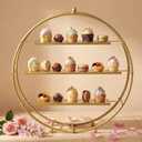 Shimeyao 1 Pcs Gold Cupcake Stand 22 Inch Tiered Dessert Stand Large Metal 3 Tier Serving Tray Round Gold Dessert Table Display for Wedding, Birthday Party, Catering Events