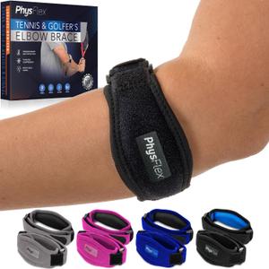2-Pack Elbow Brace for Men & Women, Adjustable Tennis & Golfer's Elbow Support Strap for Tendonitis Pain Relief - Compression Pad for Arm, Forearm, Tendon Pain Relief (Black)