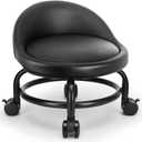 Rolling Stool with Backrest Low Height Rolling Stools, Low Roller Stool Chair, Roller Seats for Home, Office, Garage, Shop, Library