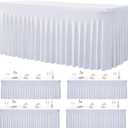 4 Pack White Spandex Tablecloths for 6 Foot Rectangle Tables, Wrinkle Free Stretchy Table Cloths 6ft Fitted Table Cover DeskSkirt for Weddings Birthday Party Banquet Baby Shower
