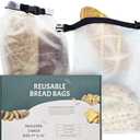 Reusable Bread Bags for Homemade Bread (2PCS)- Clear Bag with Ties For An Airtight Moisture-free Preservation and Storage - Loaf Bags for Home Bakers - Reusable Sourdough Bag