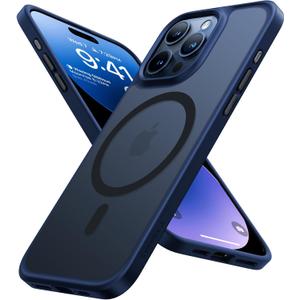 TORRAS Magnetic Shockproof for iPhone 15 Pro Case, [Military-Grade Drop Tested] [Compatible with MagSafe] Translucent Slim Protective Anti-Scratch Anti-Fingerprint Guardian Mag 2023 (Blue)