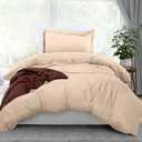 Bedding Duvet Cover Twin Size - 2 Piece with Zipper Closure - 1 Comforter Cover 68X90 Inches & 1 Pillow Sham 20X26 Inches (Beige)