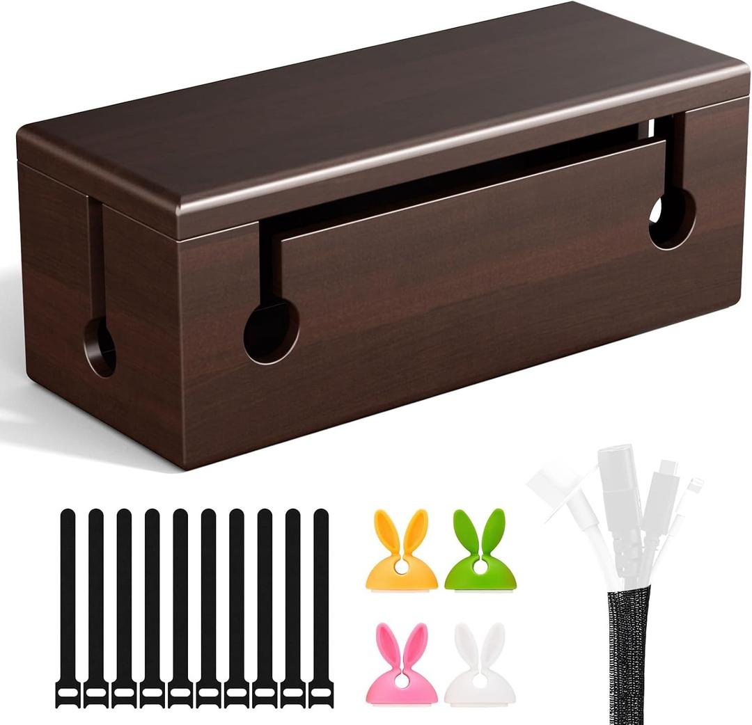 Large Cable Management Box - Stylish Wire Organizer, Wire Concealer and Wire Management Box - Wire Management Box Tall Design for Easy AccessNO Power Strips or Chargers