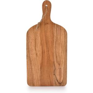 Samhita Acacia Wood Paddle Cutting Boards with handle for Kitchen, Cheese, and Food Serving Tray, Charcuterie Boards (15" x 7" x 0.65")