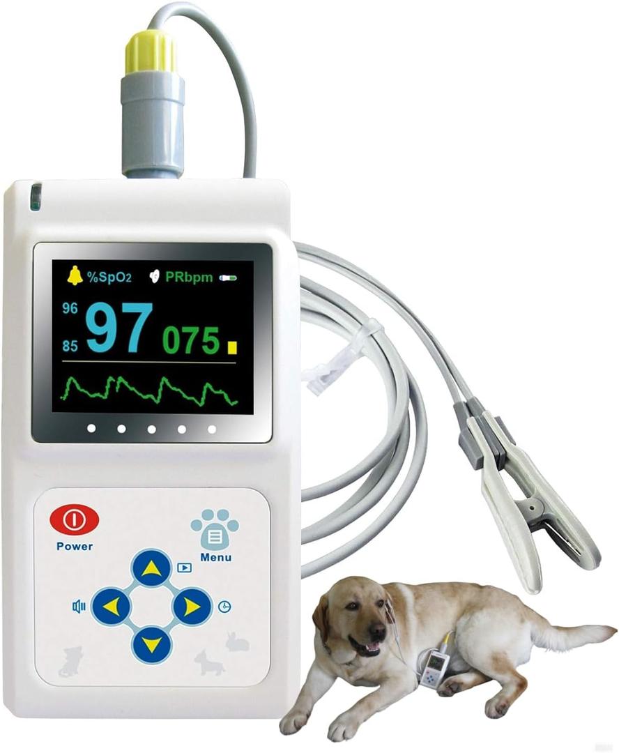 CONTEC Veterinary Handheld CMS60D-Vet Pulse Tester Pulse Oxygen Saturation and Pulse Rate Tongue Probe Pets/Animals/cat/Dog with PC Software