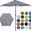 Blissun 7.5 ft Patio Umbrella, Yard Umbrella, Outdoor Market Umbrella with Push Button Tilt Crank (Black&White)