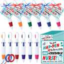 24 Pack Nurse Badge Pens Bulk 4-in-1 Nurse Appreciation Gifts Ballpoint Retractable Shuttle Pens with Nursing Week Tags for Student Medical Prizes Exchange Hospital Party Favors Supplies