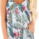 RAISEVERN Womens Rompers for Summer Casual Short Jumpsuits with Pockets 2026 Spaghetti Straps Cami Beach Vacation Clothes (XX-Large, Style 11 Leaves)