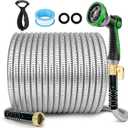HORTICORA Garden Hose 50 ft, Non-Expandable Ultra-Lightweight Flexible Hose with 360° Dual-End Anti-Kink Design, 10-Pattern Spray Nozzle, 500 PSI Leak-Proof, 96-Strand Braided Fabric, Storage Strap