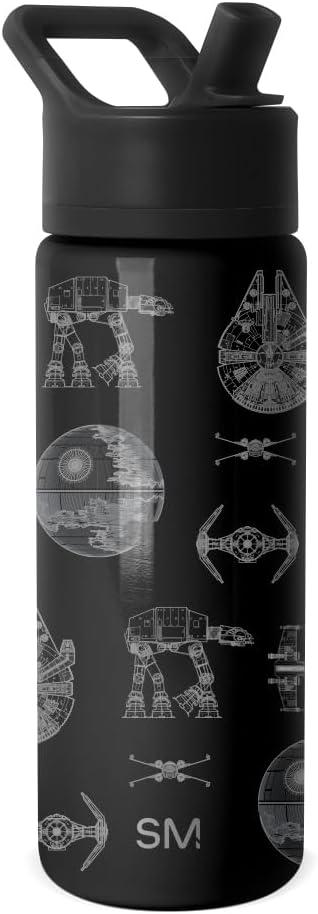 Simple Modern Kids Summit Water Bottle with Straw Lid | Star Wars 18oz Stainless Steel Cup Insulated Tumbler for Boys, School | Vehicle Schematics