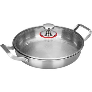 Titanium Hammered Pan, 2026 New Upgrade Double Handle Non Stick Titanium Pans for Cooking, Ultra-Durable, Scratch-Resistant, Even Heating Frying pans, Compatible With All Cooktops,With lid, Size: 10.24IN