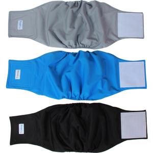 Teamoy Reusable Wrap Diapers for Male Dogs, Washable Puppy Belly Band Pack of 3 (XL, 25"-29" Waist, Black+ Gray+ Lake Blue)
