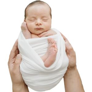 Newborn Photography Props Swaddle Newborn Wraps for Baby Boys Girls Infant Baby Photo Props Shoot Stretch Blanket (White)