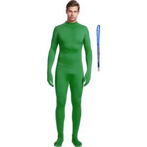 Full Bodysuit Include Zipper Helper Unisex Adult Costume Without Hood Spandex Stretch Zentai Unitard Body Suit (Large, Green)