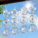 Superlong Bird Deterrents for Outside, 12 Discs Stainless Steel 3D Wind Spinners Garden Decor, 4 Sets Reflective Bird Scare Devices to Keep Woodpeckers, Pigeons Away from Patio, Balcony, Porch, Deck