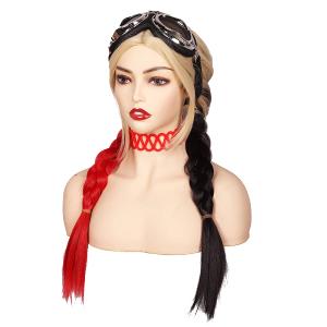 ColorGround Long Black and Red Braided Wig for Women Halloween Costume (Only Wig)