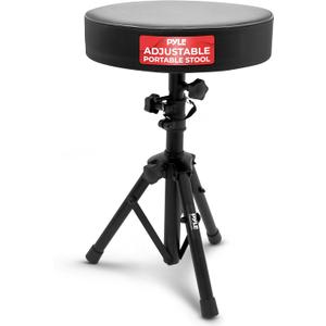 Pyle Drum Throne, Rotatable Padded Seat, Adjustable Height, Foldable Design, Solid Steel Legs, Non-Slip Rubber Feet, Musicians & Drummers, Assembly Required, Supports Up to 330 lbs. Weight