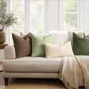 MIULEE Sage Green Couch Pillow Covers 12x20 Inch, Set of 2 Soft Spring Chenille Decorative Lumbar Throw Pillow Covers Farmhouse for Sofa Living Room Bed