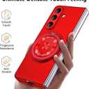 Magnetic Case for Galaxy Z Fold 7 with Rotatable Stand, Matte PC Case for Women Men Girls Boys Drop Protection Shockproof Slim Fit Durable Cover for Galaxy Z Fold 7, Red 13.24