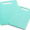 GreenLife Cutting Board Set 8x12" & 10x14", Extra Durable, Meal Prep, Non-Slip, Grip Handles, Crack Resistant, Dishwasher Safe, Reversible, Versatile Kitchen Essentials, Turquoise