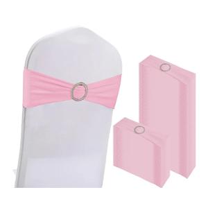 JFDYDM 50 Pack Hot Pink Chair Sashes, Spandex Chair Bands Bows for Wedding Party Birthday Baby Shower Decor, Hot Pink Sashes for Chairs Banquet Events Decoration